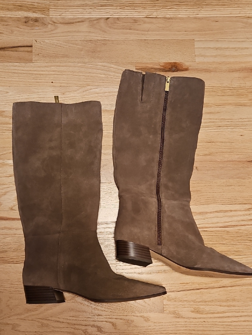Vince Camuto Taupe Suede Boots with Side Zip